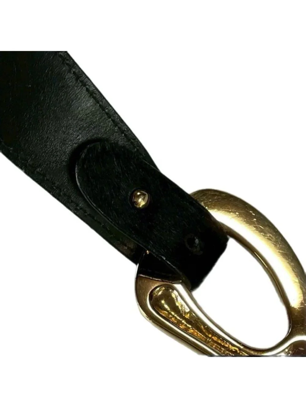 Gucci Tom Ford Era Horsebit Buckle Calf Hair Leather Belt